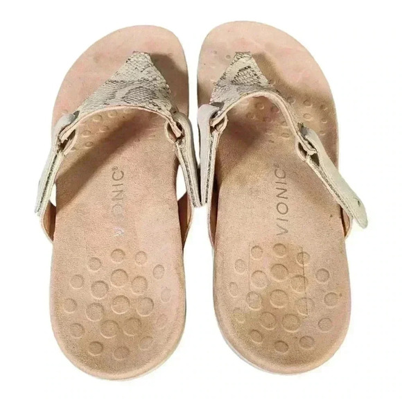Vionic Sandals Wanda Thong Bone Beige Women's 9 Leather Snake 41 - Picture 5 of 8